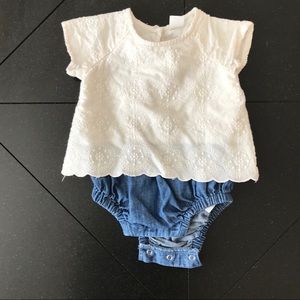 Old Navy embroidered chambray romper